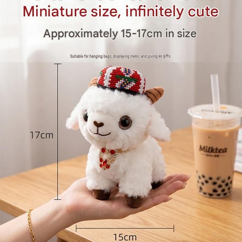 Sheep-shaped design Plush Keychain（Pink and white pointed hat + three-strand view 5