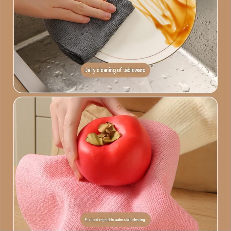 3 Pack Pink Microfiber Cleaning Cloth Roll - 25x25cm Thickened Absorbent Wipes view 10