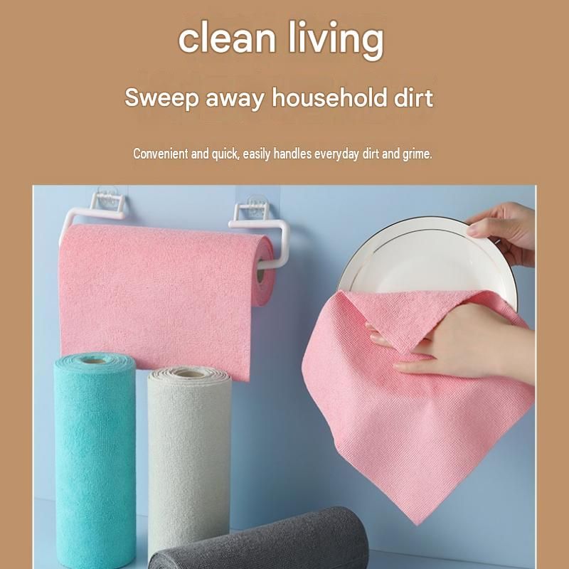 3 Pack Blue Microfiber Cleaning Cloth Roll - 25x25cm Thickened Absorbent Wipes view 3