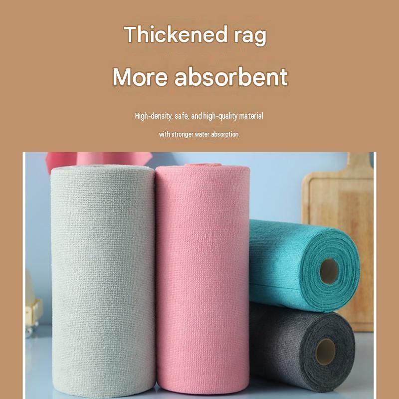 3 Pack Blue Microfiber Cleaning Cloth Roll - 25x25cm Thickened Absorbent Wipes view 7