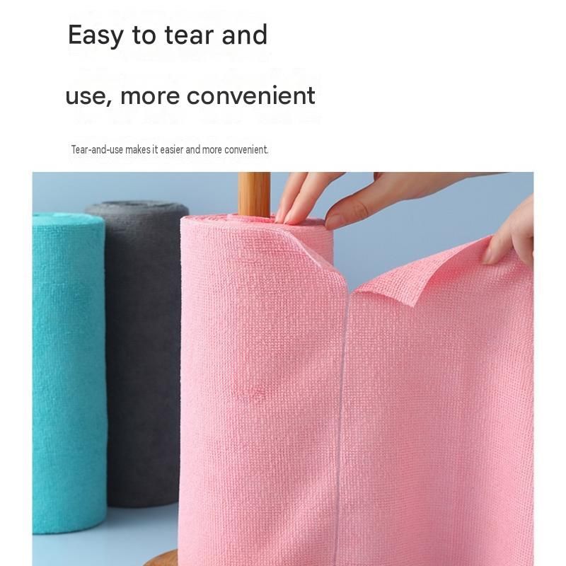 3 Pack Blue Microfiber Cleaning Cloth Roll - 25x25cm Thickened Absorbent Wipes view 8