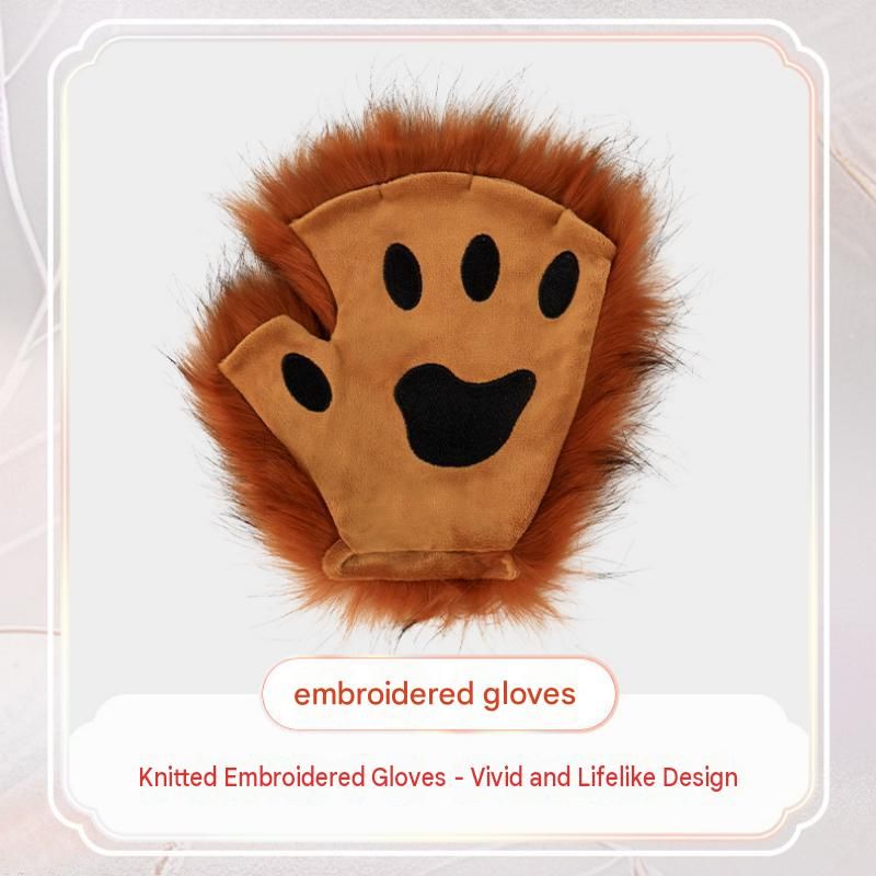 Straw-yellow Furry Animal Cosplay Half Suit Set - Fox Mask with Detachable Fangs view 4
