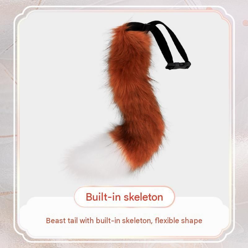 Straw-yellow Furry Animal Cosplay Half Suit Set - Fox Mask with Detachable Fangs view 5
