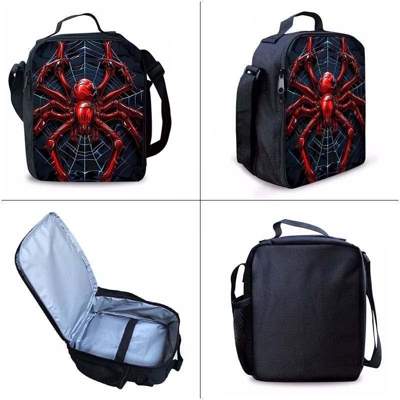 Style 1 3 Piece Spider Print School Bag Set - Large Capacity Polyester Backpack view 4