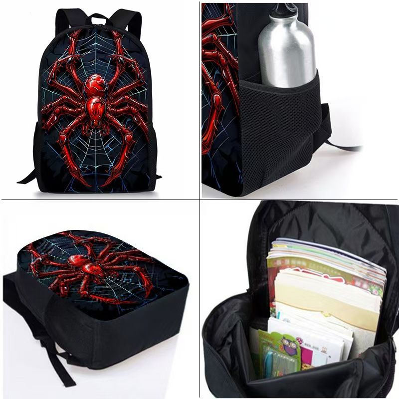 Style 7 3 Piece Spider Print School Bag Set - Large Capacity Polyester Backpack view 3
