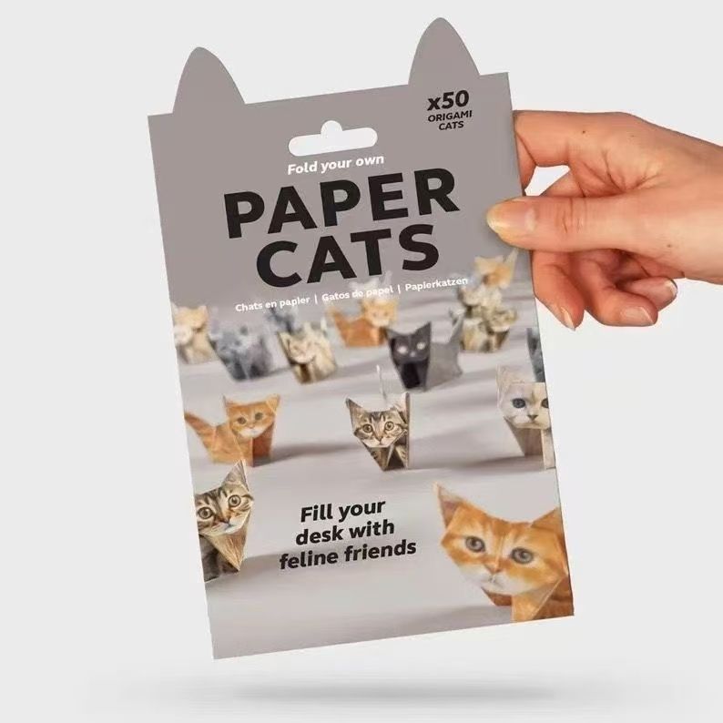 2 Pack Cat pattern DIY 3D Paper animal Origami Kit - Sheets Foldable animal