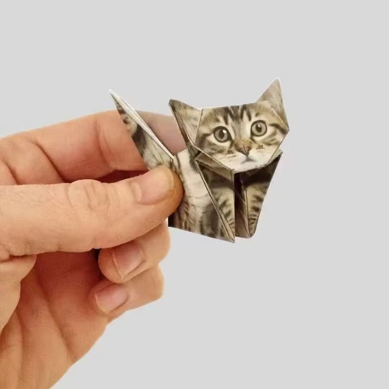 2 Pack Cat pattern DIY 3D Paper animal Origami Kit - Sheets Foldable animal view 3