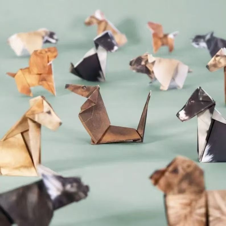 2 Pack Cat pattern DIY 3D Paper animal Origami Kit - Sheets Foldable animal view 6