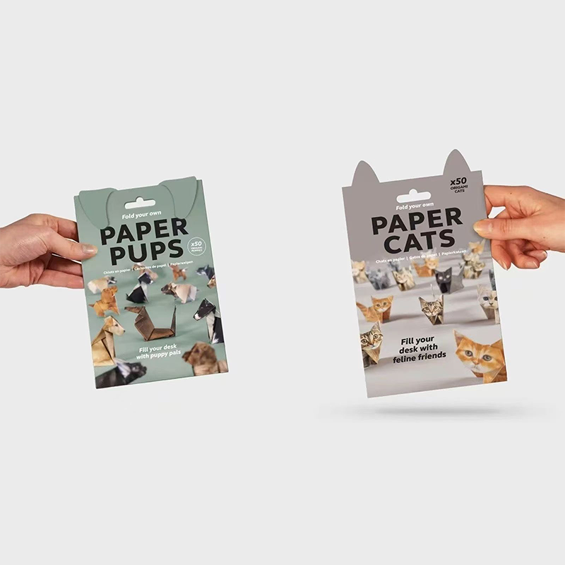 2 Pack Cat and Dog pattern DIY 3D Paper animal Origami Kit - Sheets Foldable