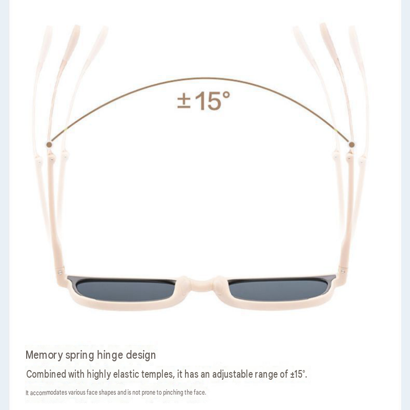 Beige Foldable Sunglasses for Women - Protection Fashion Square Round Frame view 4