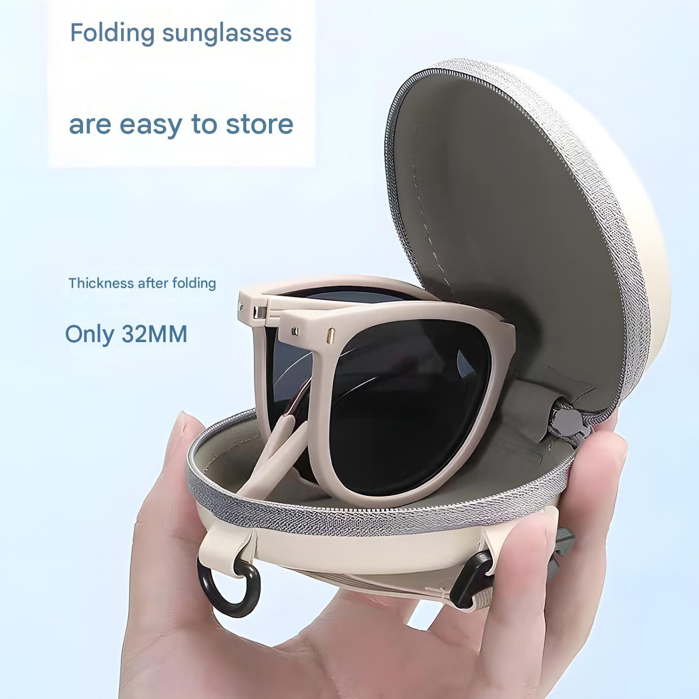 Brown Foldable Sunglasses for Women - Protection Fashion Square Round Frame view 6