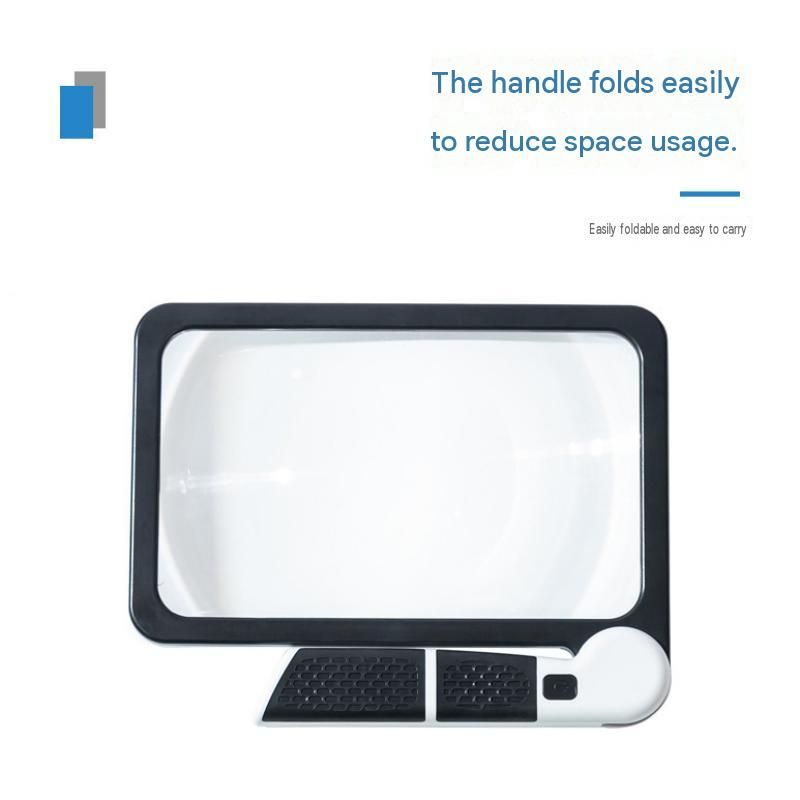 Black White Foldable LED Magnifying Glass with Light - 5X Large Rectangular Lens view 6