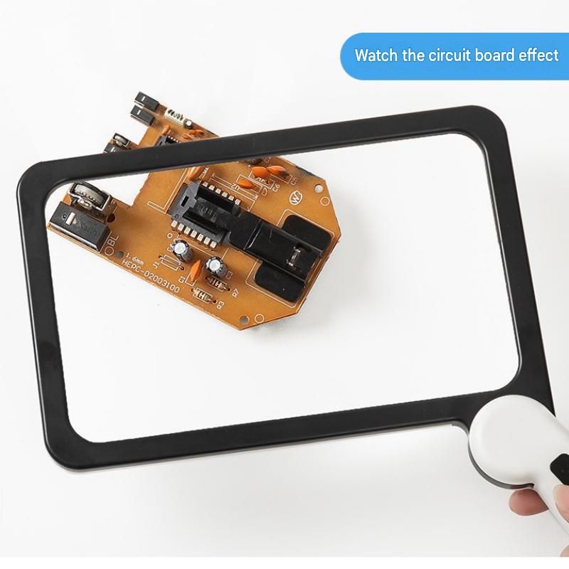 Black White Foldable LED Magnifying Glass with Light - 5X Large Rectangular Lens view 11