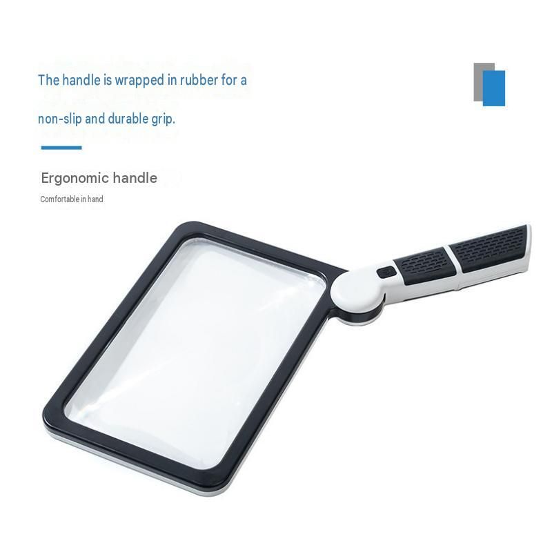 Black Blue Foldable LED Magnifying Glass with Light - 5X Large Rectangular Lens view 5