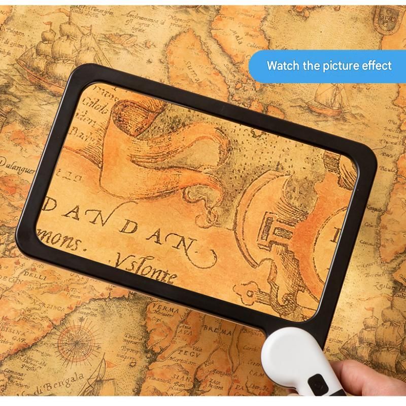 Black Blue Foldable LED Magnifying Glass with Light - 5X Large Rectangular Lens view 10
