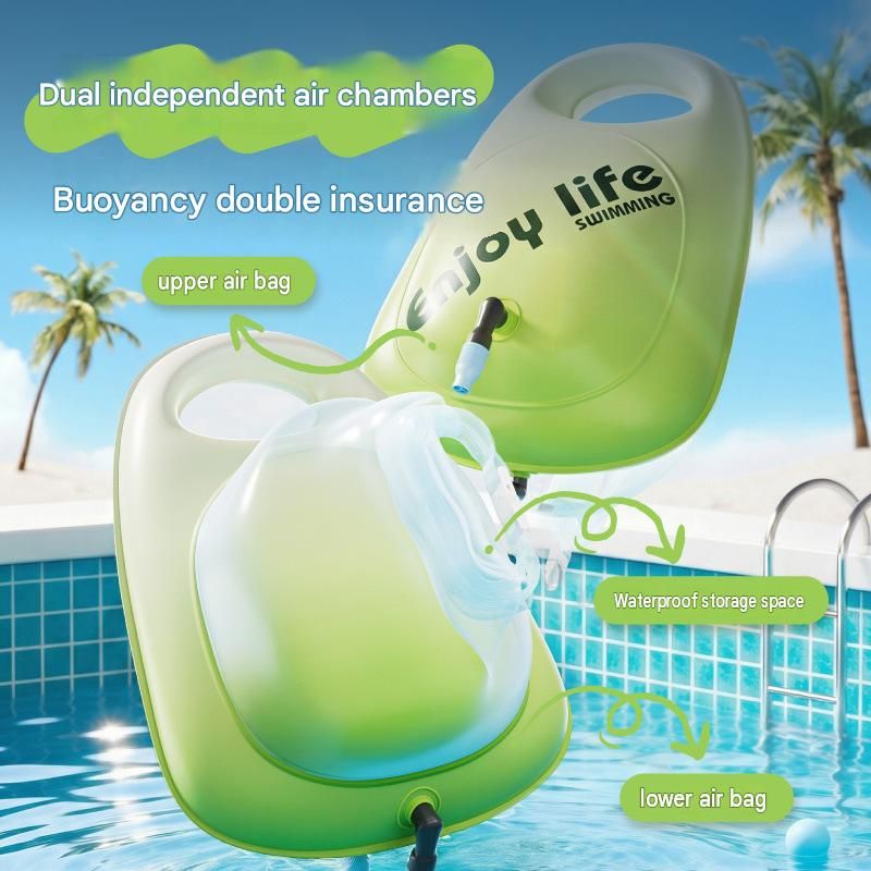 Green Tow Float Swim Buoy with Dry Bag Storage - Inflatable Safety Float view 3
