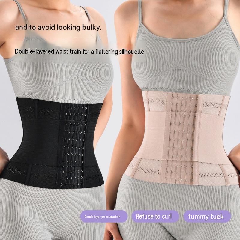 Black Size L Women's Waist Trainer Cincher - 7 Steel Bones Double Layer Mesh view 3