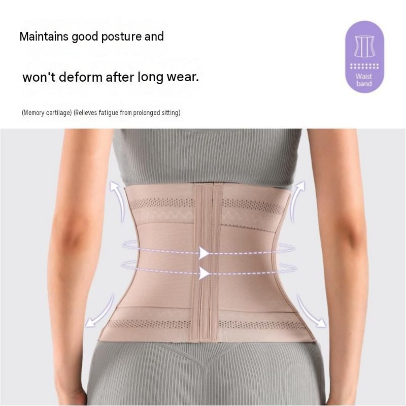 Beige Size L Women's Waist Trainer Cincher - 7 Steel Bones Double Layer Mesh view 8