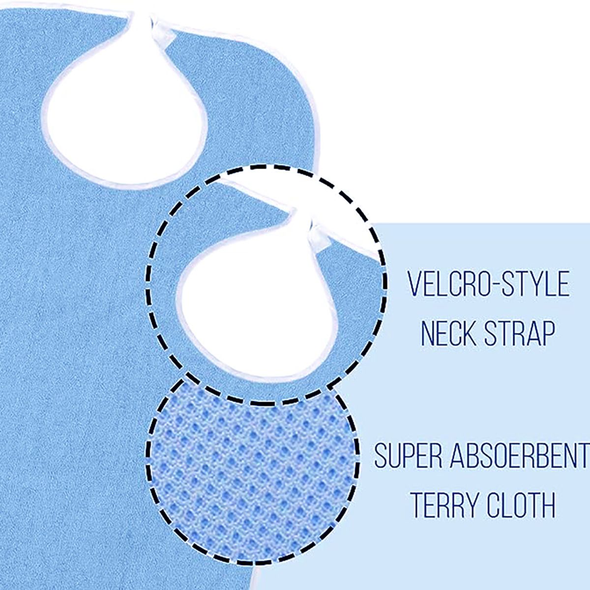 2 Pack Blue Adult Waterproof Dining Bib - 75cm x 45cm Polyester Apron with Pocket view 3