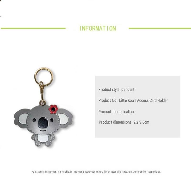 Blue Cute Koala Leather Keychain & Card Holder - Adorable Animal Accessory for view 4