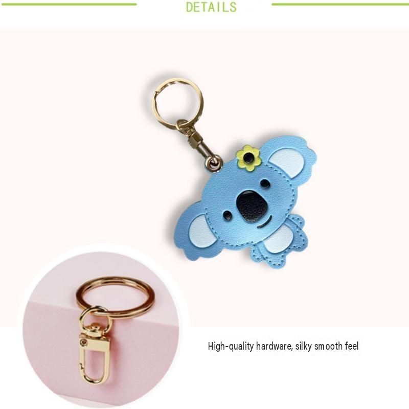Pink Cute Koala Leather Keychain & Card Holder - Adorable Animal Accessory for view 6