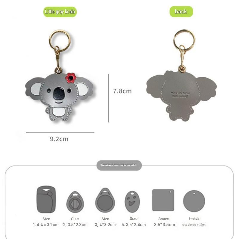 Pink Cute Koala Leather Keychain & Card Holder - Adorable Animal Accessory for view 9