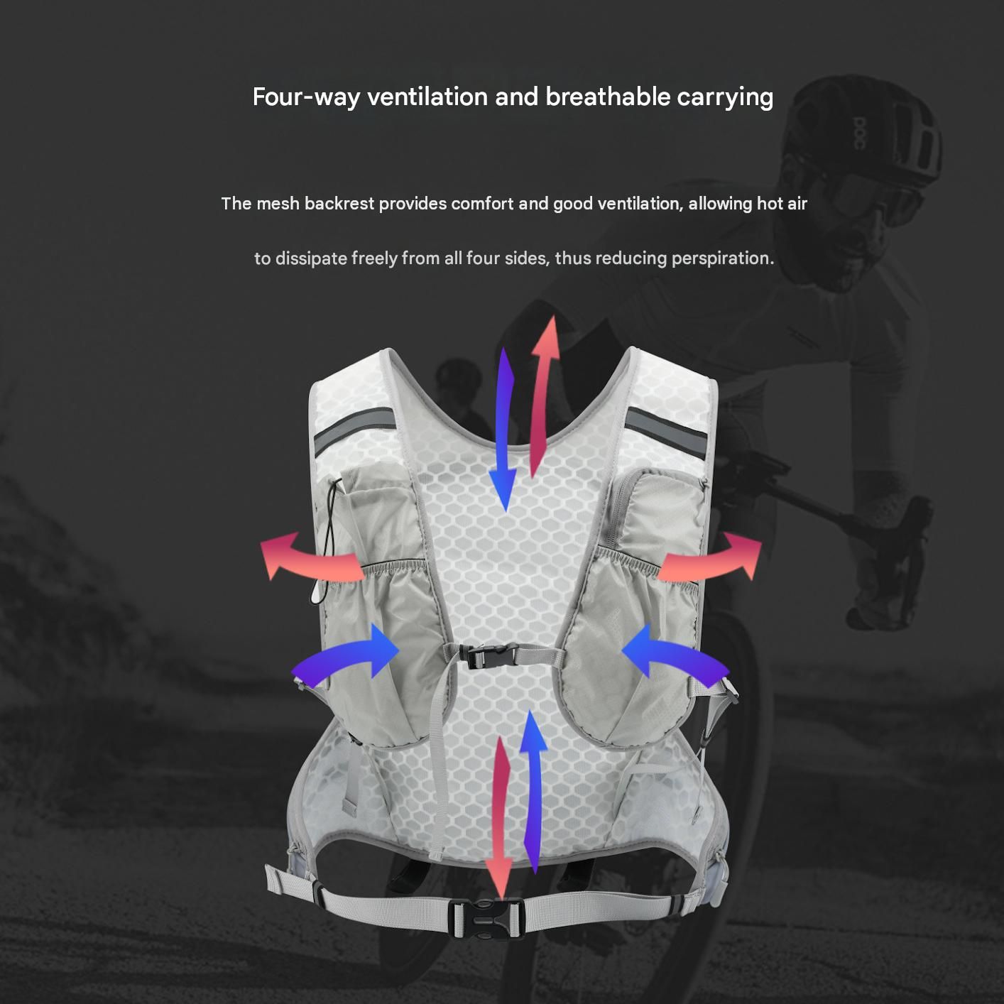 Black Lightweight Hydration Vest Backpack - Breathable Mesh view 4