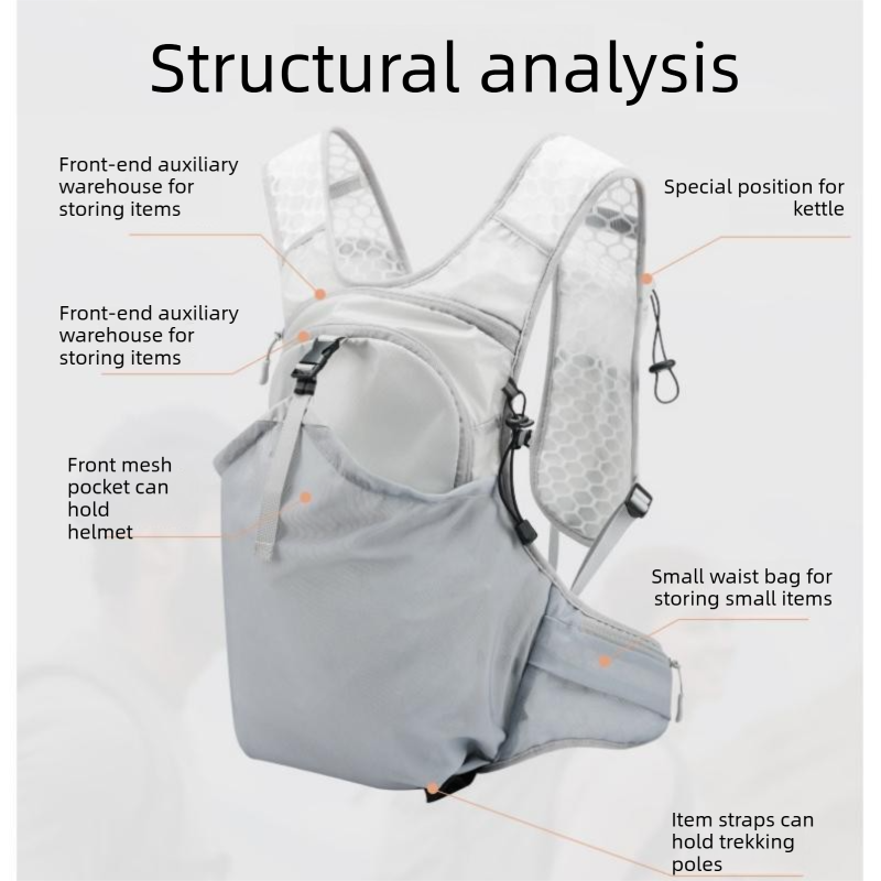 Green Lightweight Hydration Vest Backpack - Breathable Mesh view 5