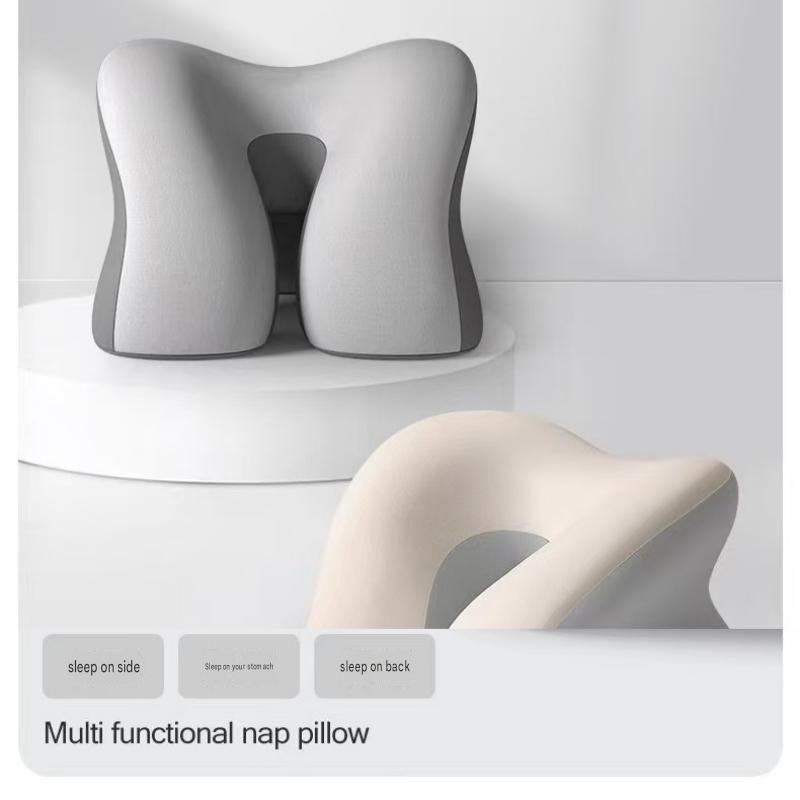 Grey Ergonomic Memory Foam Nap Pillow - Hollow Design view 6