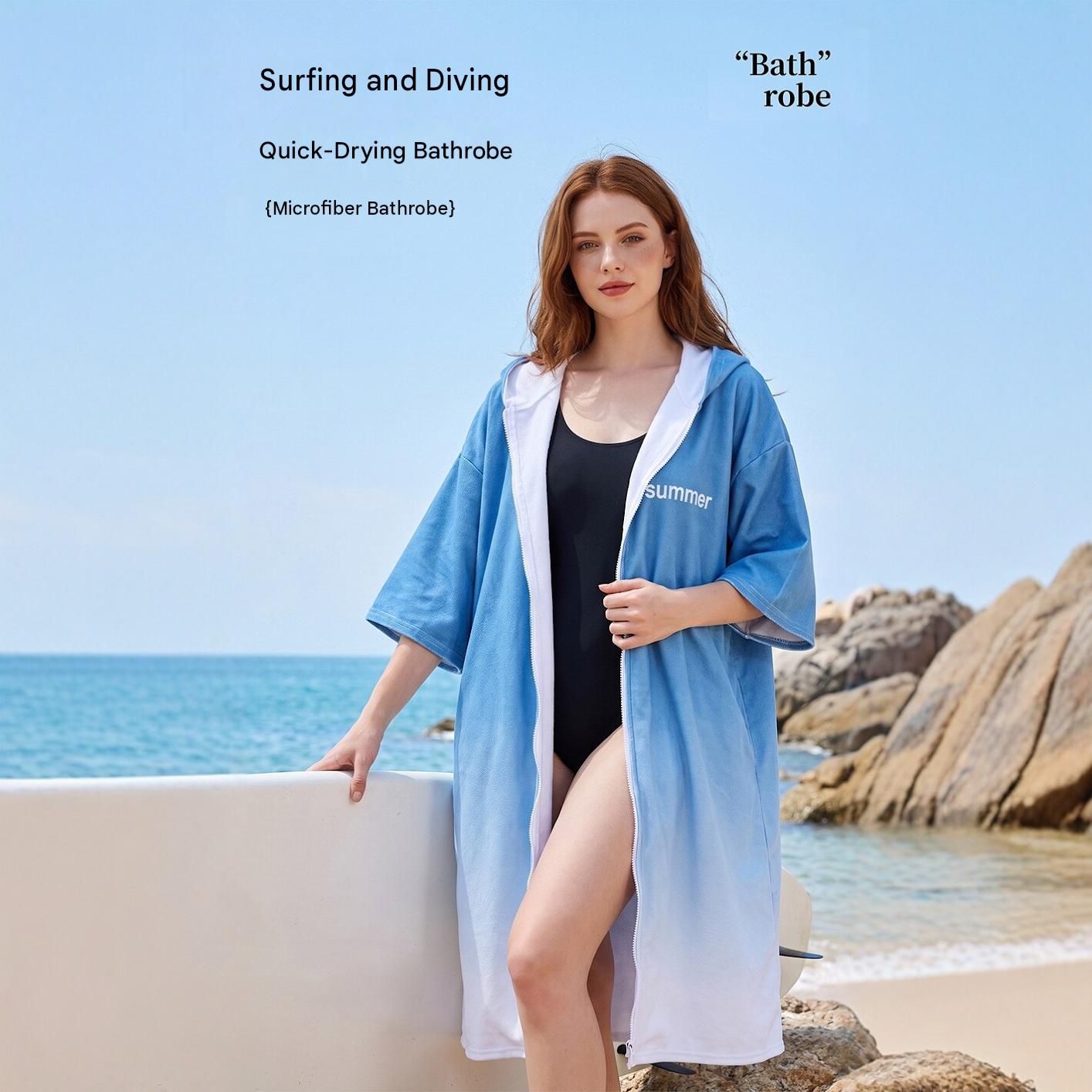 2 pack Quick Dry Microfiber Surf Poncho Towel（Style 2）- Hooded Changing Robe view 2