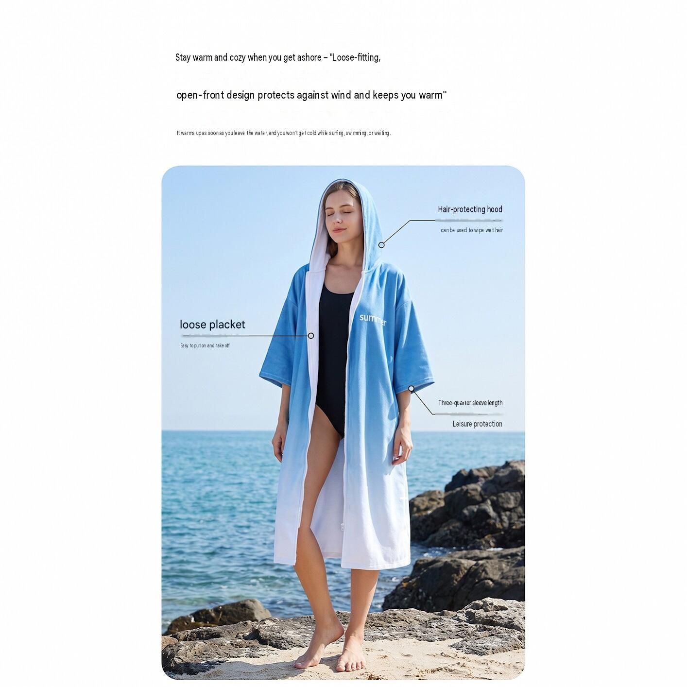 2 pack Quick Dry Microfiber Surf Poncho Towel（Style 2）- Hooded Changing Robe view 4
