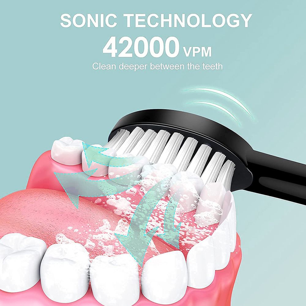 Sonic Electric Toothbrush White 8-Brush-Head Set - 6 Cleaning Modes view 4