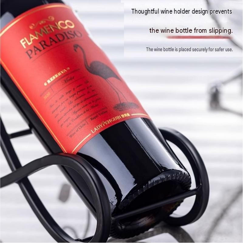 Black Artistic Leaf Design Decorative Iron Wine Rack - Elegant Leaf Design view 5