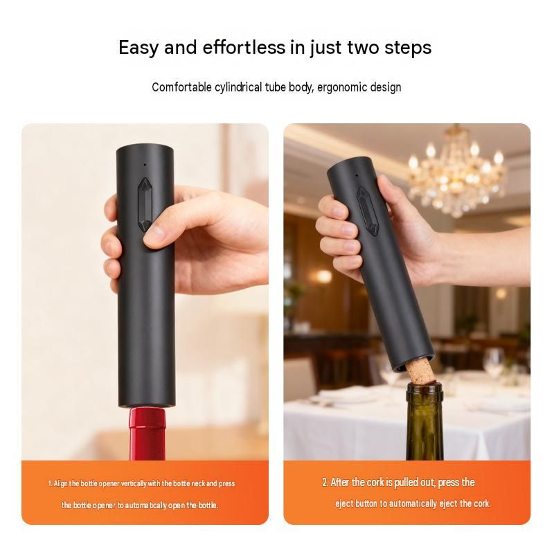 Black Electric Wine Opener and Rose gold Decorative Iron Wine Rack Set view 5