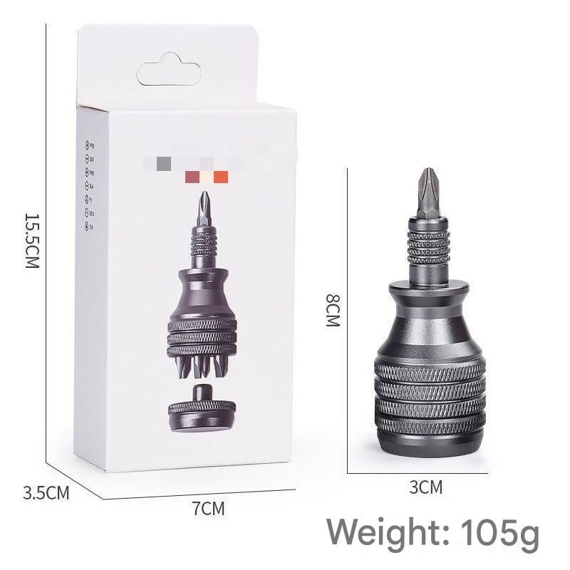 7-in-1 Aluminium Alloy Multi-Bit Screwdriver - Compact S2 Steel Bit Set with view 8