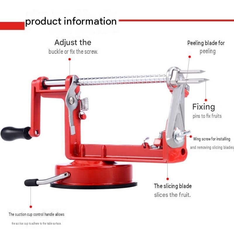 Red 3-in-1 Apple Peeler Slicer and Corer - Manual Hand Crank Fruit Peeling view 10