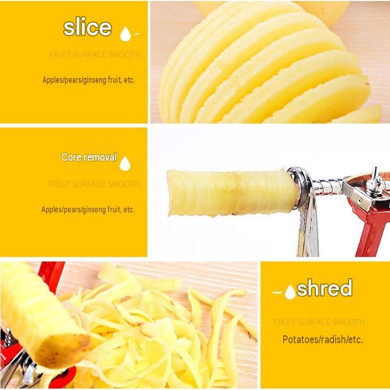 Red 3-in-1 Apple Peeler Slicer and Corer - Manual Hand Crank Fruit Peeling view 13