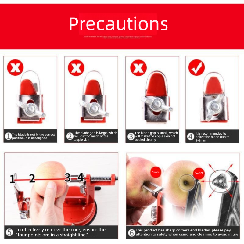 Red 3-in-1 Apple Peeler Slicer and Corer - Manual Hand Crank Fruit Peeling view 14