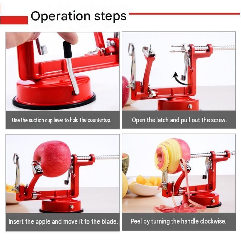 Green 3-in-1 Apple Peeler Slicer and Corer - Manual Hand Crank Fruit Peeling view 9