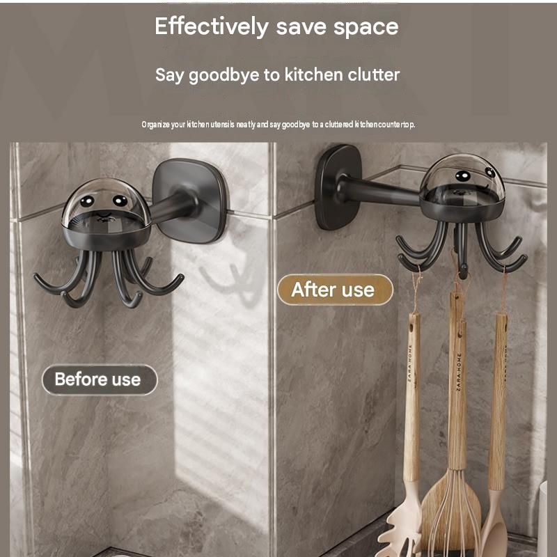 2-pack Beige Octopus Wall Hook Organizer - 360 Degree Rotating Adhesive view 3
