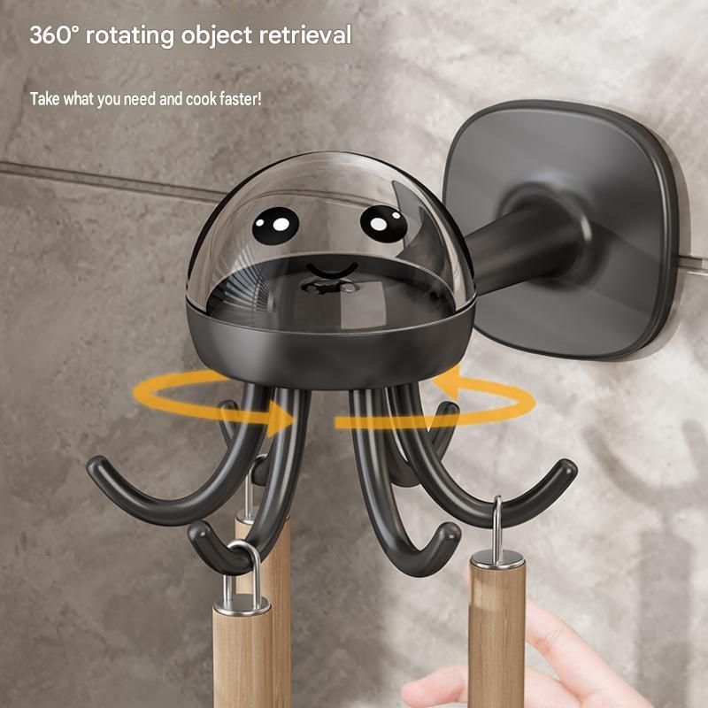 2-pack Beige Octopus Wall Hook Organizer - 360 Degree Rotating Adhesive view 5