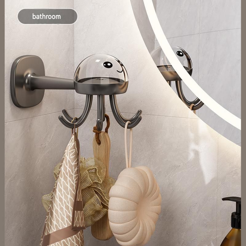 2-pack White Octopus Wall Hook Organizer - 360 Degree Rotating Adhesive view 9