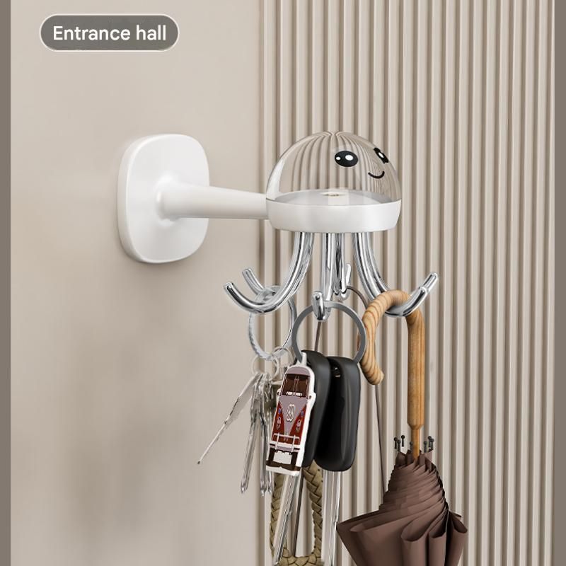 2-pack White Octopus Wall Hook Organizer - 360 Degree Rotating Adhesive view 11