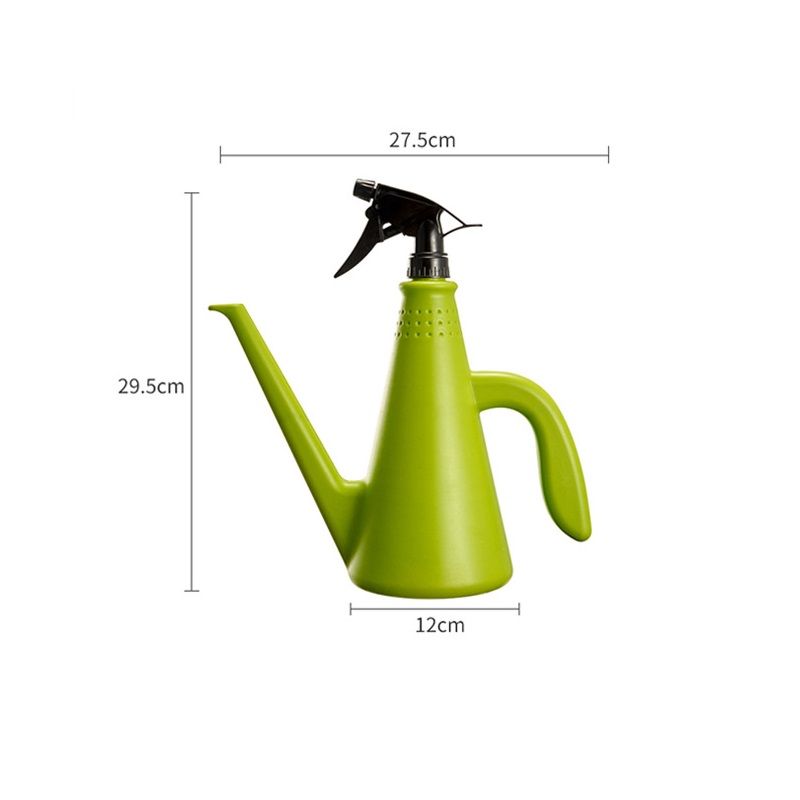 Green 2-in-1 Watering Can with Spray Nozzle - 1L Lightweight PP Garden Sprayer