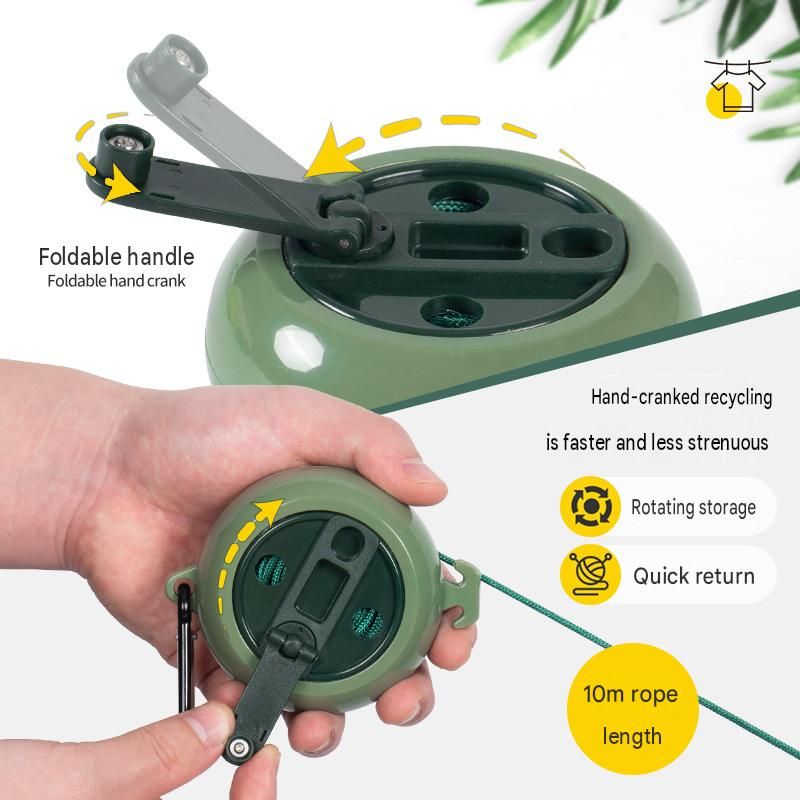 Black Portable Retractable Clothesline with Hand Crank set（10 fasteners + 20 view 3