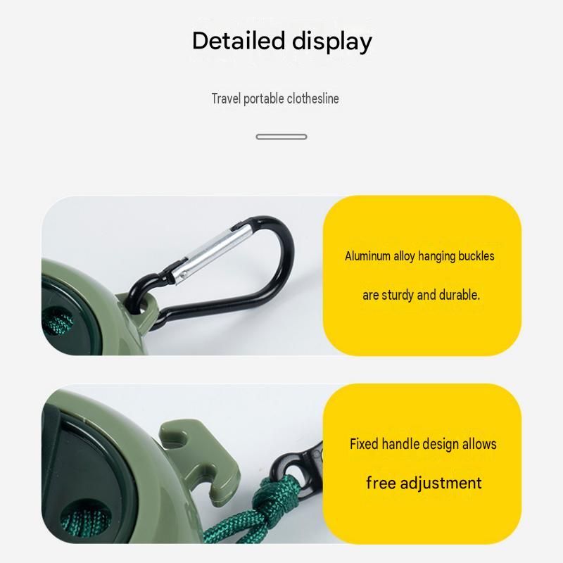 Black Portable Retractable Clothesline with Hand Crank set（10 fasteners + 20 view 8