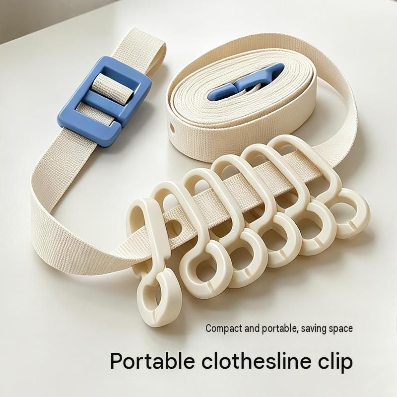 Green Portable Nylon Clothesline with 26 Adjustable Hooks - 3.5M Compact view 2