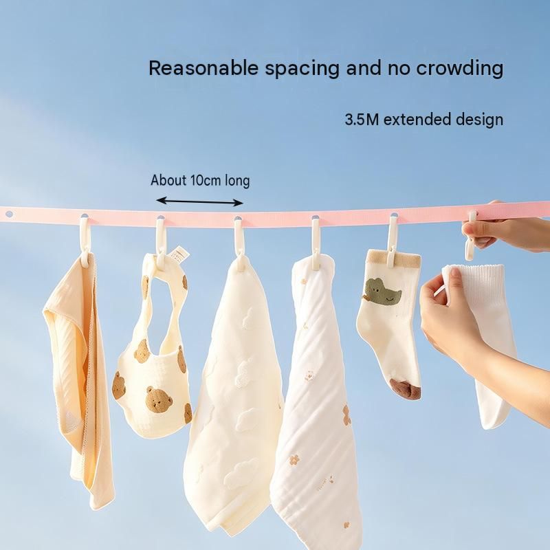 Green Portable Nylon Clothesline with 26 Adjustable Hooks - 3.5M Compact view 5