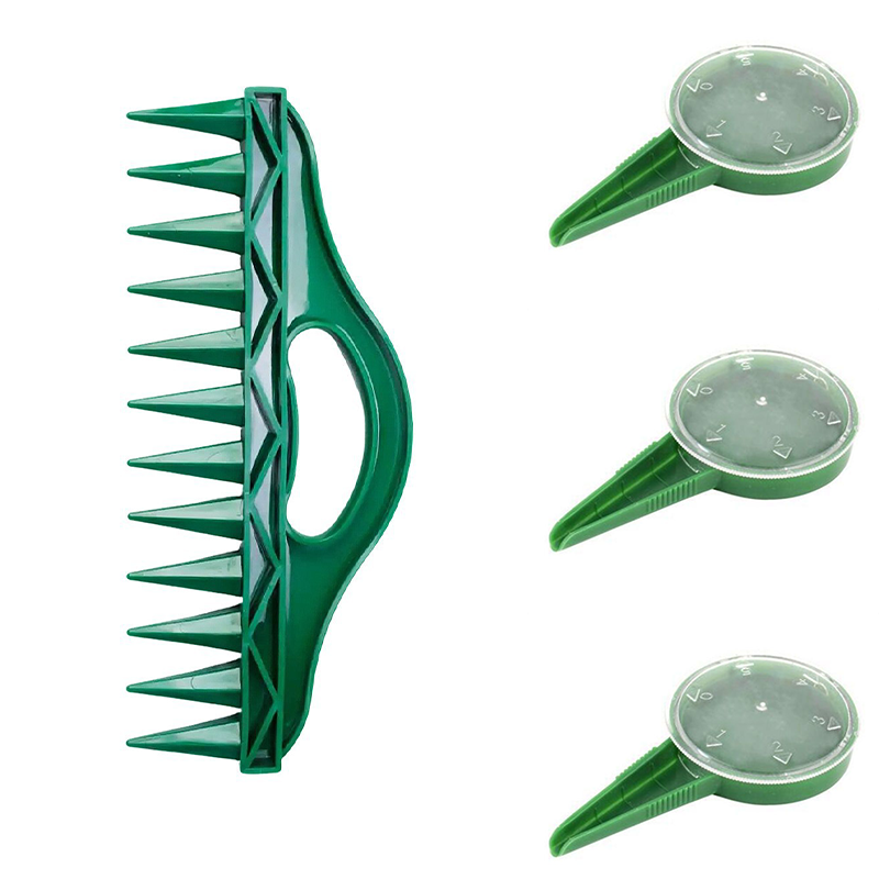 Garden Sowing Kit - 1-pack 12-Hole Soil Dibber and 3-pack Adjustable Manual