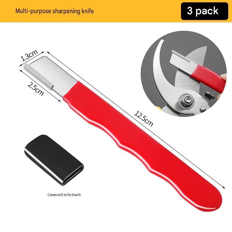 3-pack Red Portable Alloy Steel Knife Sharpener Tool - 125mm Ergonomic